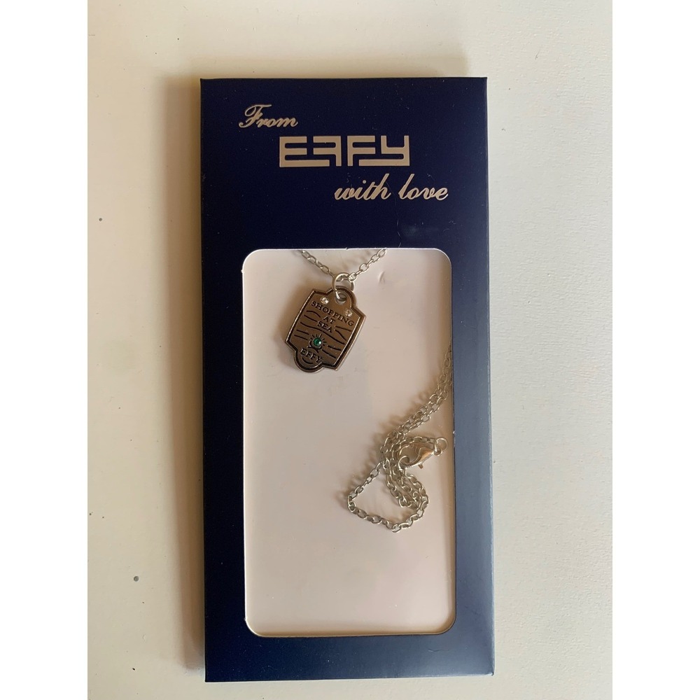 Effy Shopping At Sea Pendant Necklace Silver Tone Green Stone Cruise Souvenir